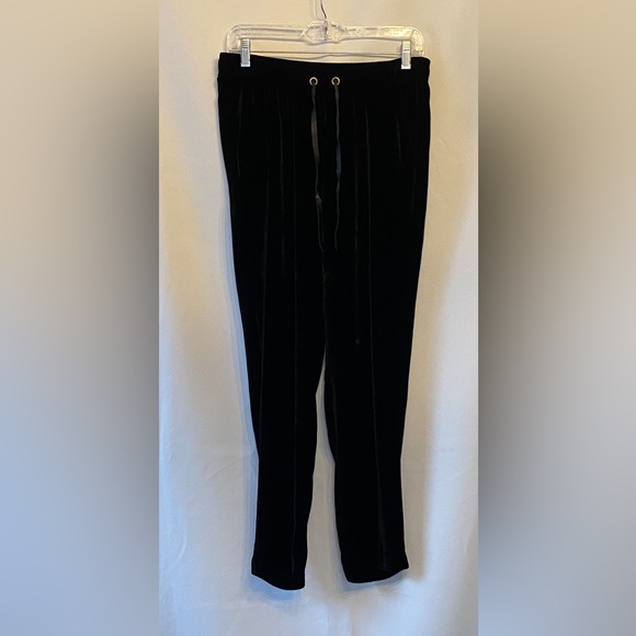 Sandro Women's Pull On Black Velvet Pants Whimsygoth Grunge Witchy Quiet Luxury - Picture 3 of 17